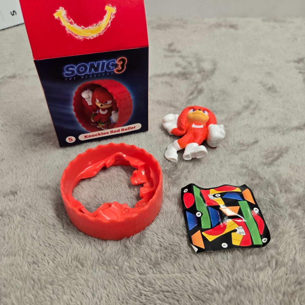 McDonalds Sonic the Hedgehog 3 Knuckles Red Roller Happy Meal Toy 2024 Figure